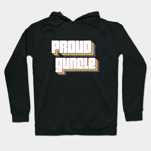 Proud Guncle  Disco font – lgbt gay uncle Guncle's Day  humorous brother gift Hoodie